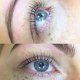 Two pictures of an eye with lifted lashes